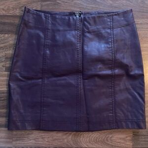 Free People Modern Vegan Leather Mini Skirt Berry Wine Color Size S / US 4